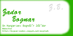 zador bognar business card